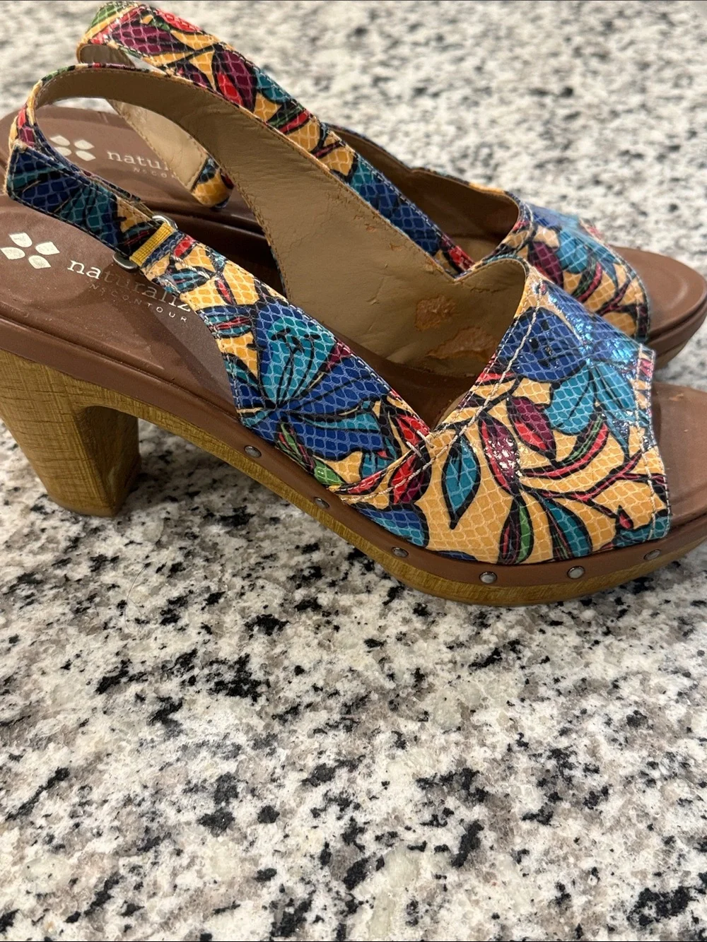Naturalizer Multicolor Floral Slingback Wedge Sandals